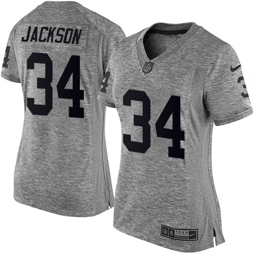 Nike Raiders #34 Bo Jackson Gray Women's Stitched NFL Limited Gridiron Gray Jersey